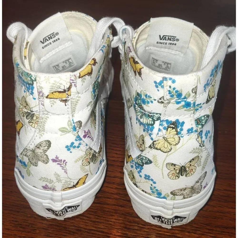 Vans Sk8-Hi Butterfly Checkerboard high-top sneakers white canvas blue yellow fl